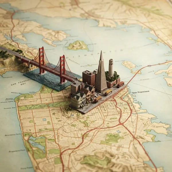 Miniature travel-map poster