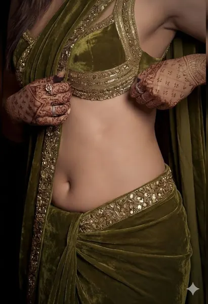 Velvet saree studio fashion portrait