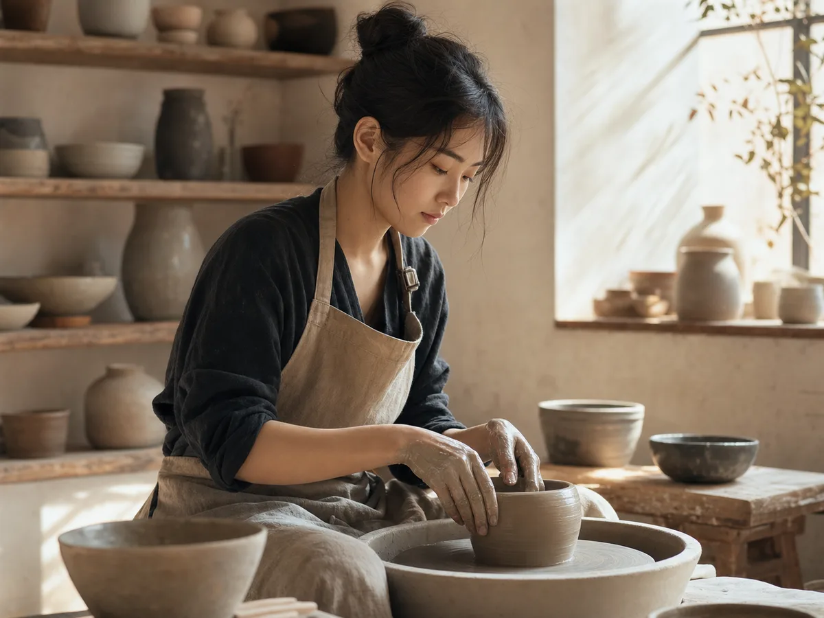 Ceramic artist portrait image prompt example