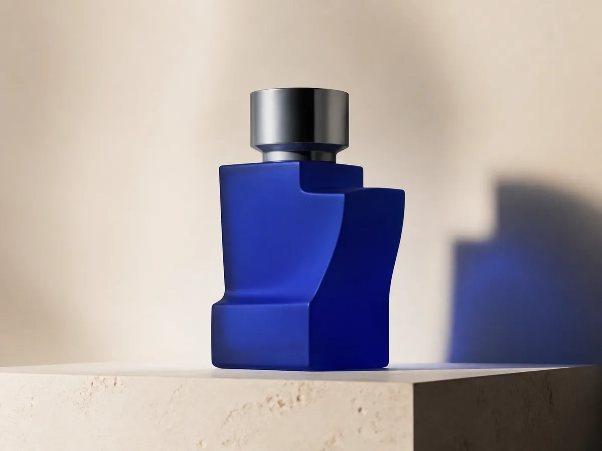 Cobalt perfume advertisement image prompt example